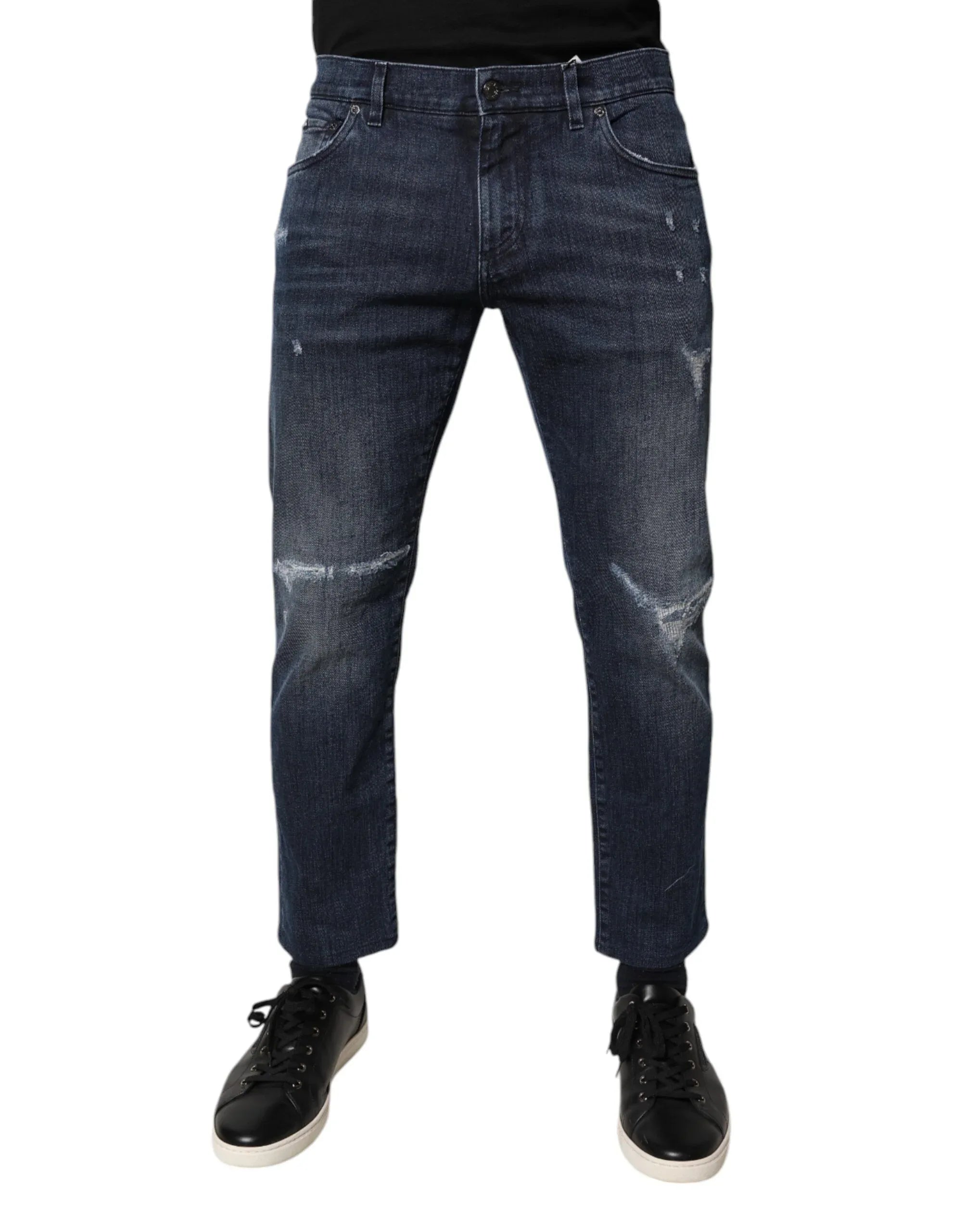 Dolce & Gabbana Blue Cotton Stretch Skinny Men Denim Jeans - Zeiniez