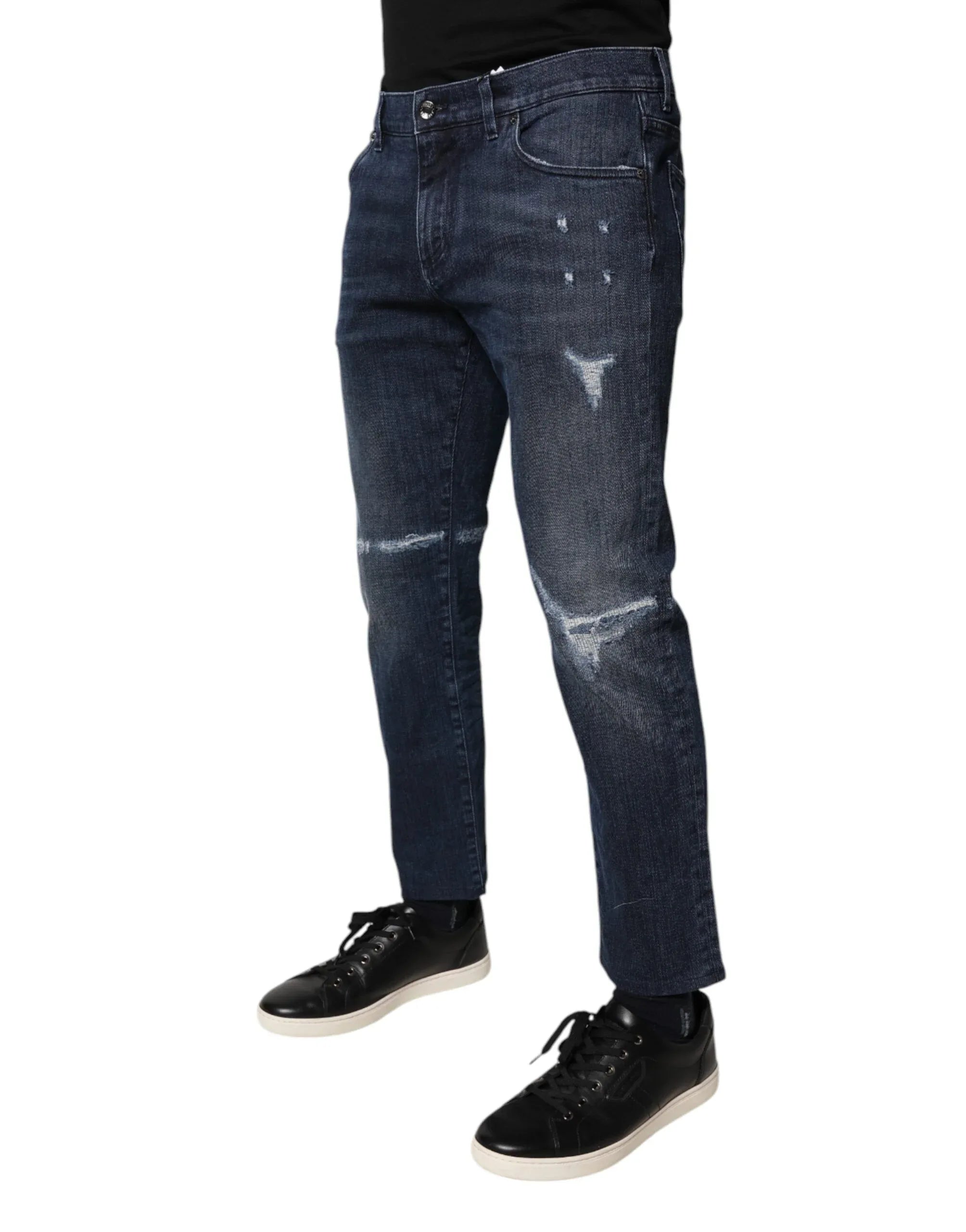 Dolce & Gabbana Blue Cotton Stretch Skinny Men Denim Jeans - Zeiniez