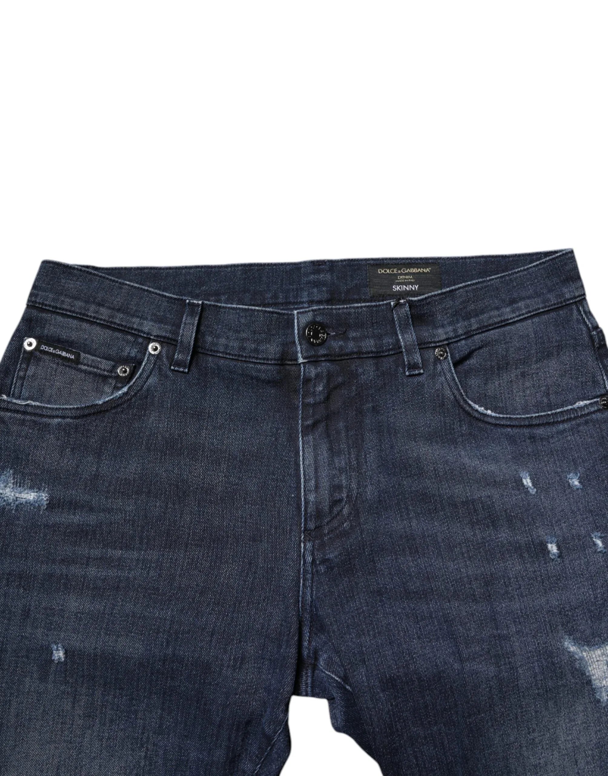 Dolce & Gabbana Blue Cotton Stretch Skinny Men Denim Jeans - Zeiniez