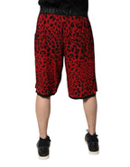 Dolce & Gabbana Red Leopard Print Viscose Bermuda Shorts - Zeiniez