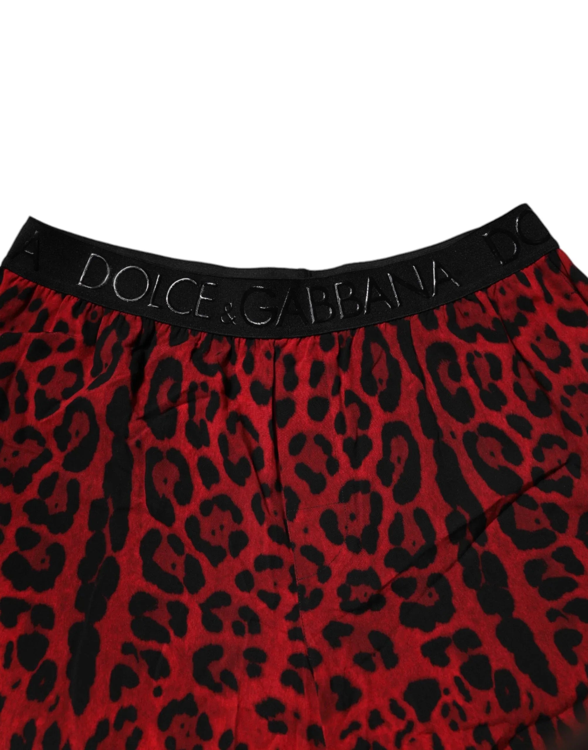 Dolce & Gabbana Red Leopard Print Viscose Bermuda Shorts - Zeiniez