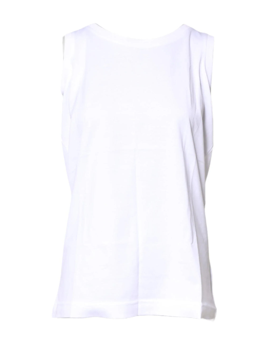 Dolce & Gabbana White Cotton Sleeveless Crew Neck T-shirt - Zeiniez