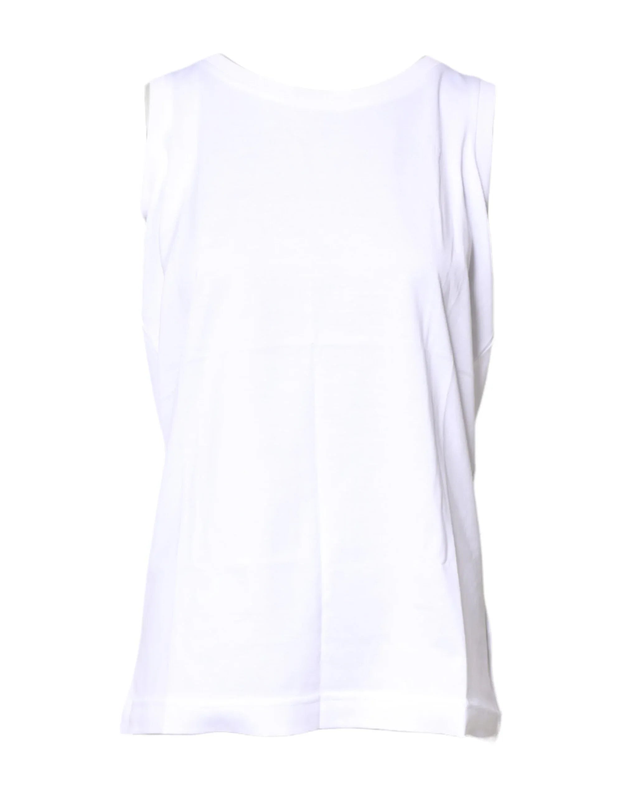 Dolce & Gabbana White Cotton Sleeveless Crew Neck T-shirt - Zeiniez