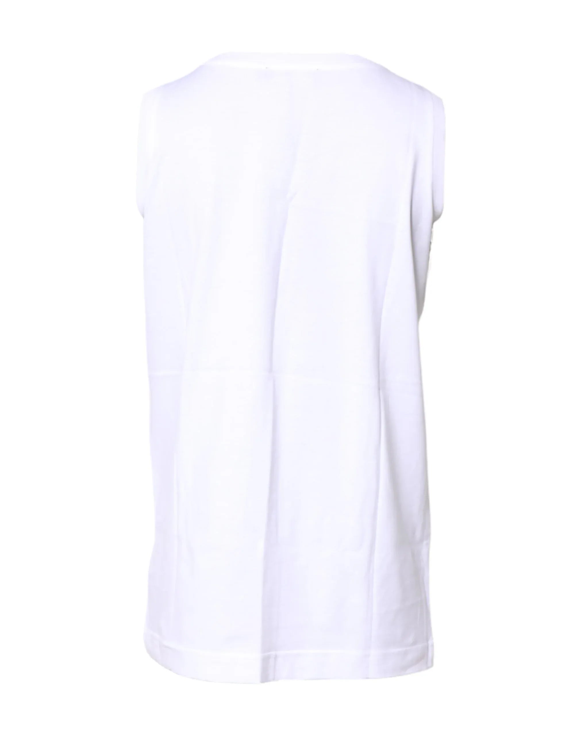 Dolce & Gabbana White Cotton Sleeveless Crew Neck T-shirt - Zeiniez
