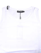 Dolce & Gabbana White Cotton Sleeveless Crew Neck T-shirt - Zeiniez