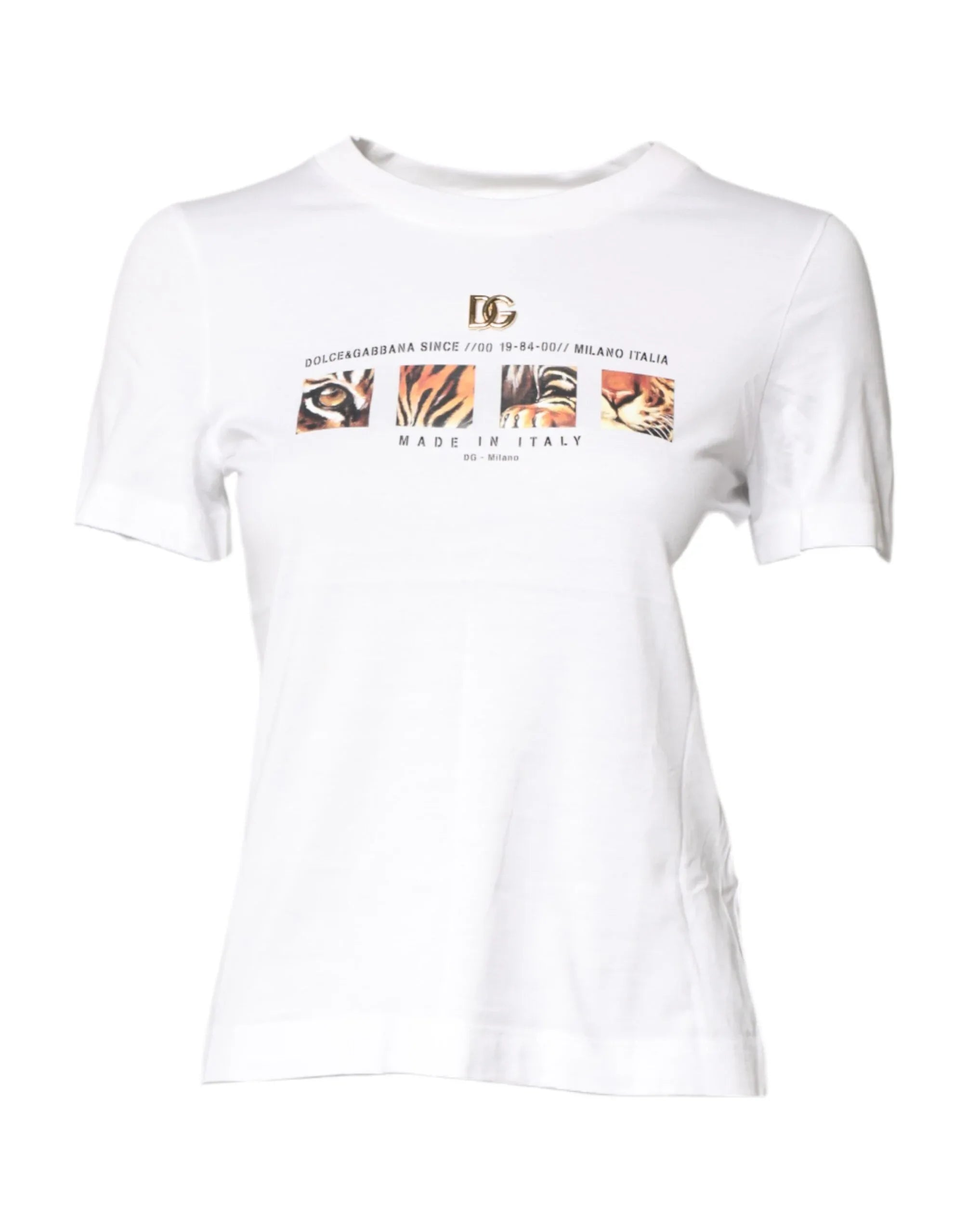 Dolce & Gabbana White Cotton Graphic Print Crew Neck T-shirt - Zeiniez