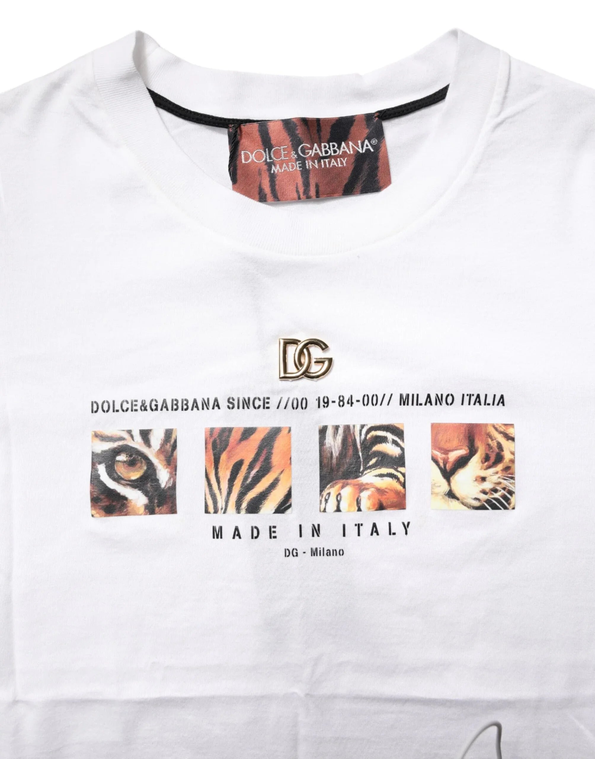 Dolce & Gabbana White Cotton Graphic Print Crew Neck T-shirt - Zeiniez