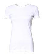 Dolce & Gabbana White Cotton Crew Neck Short Sleeves T-shirt - Zeiniez