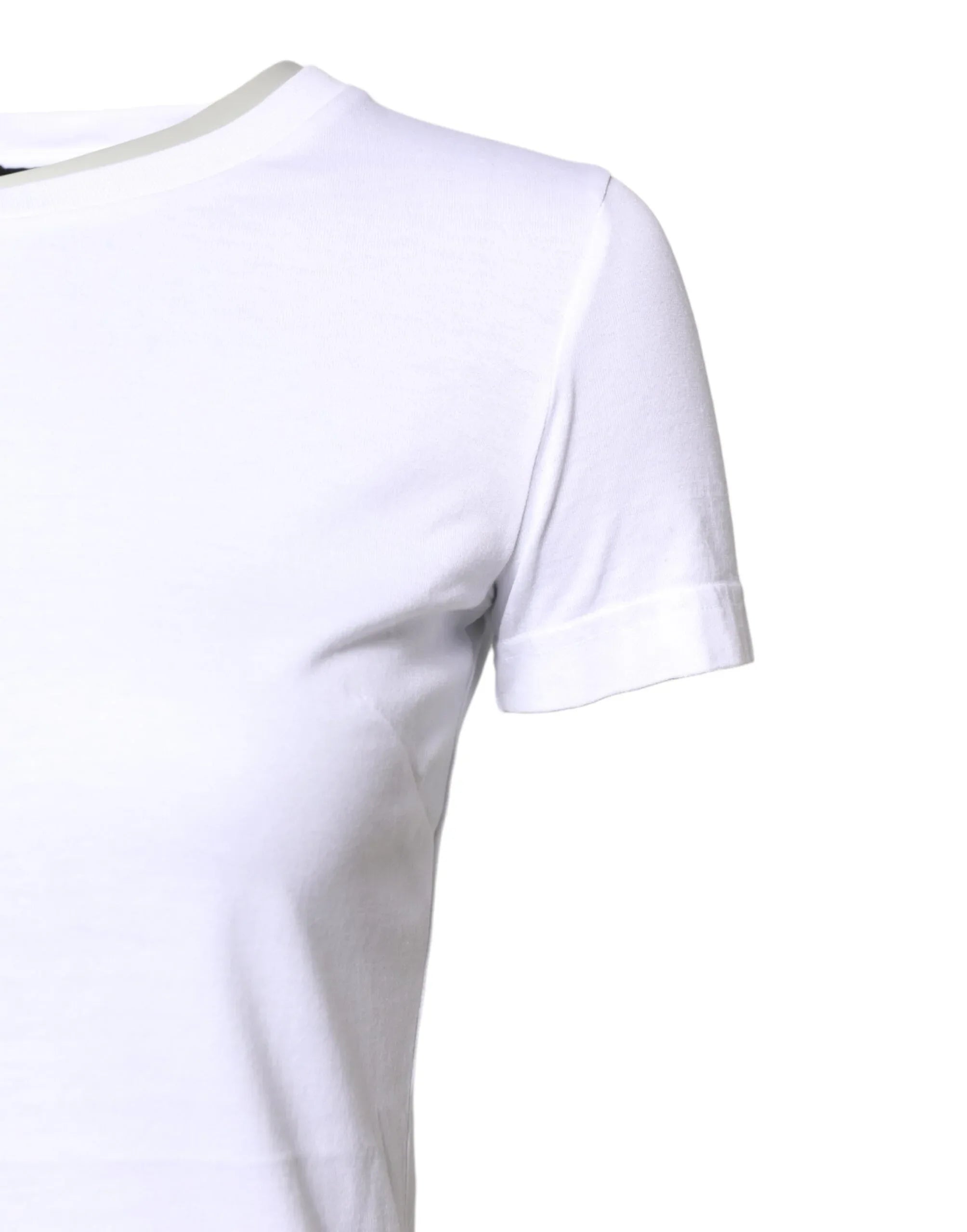 Dolce & Gabbana White Cotton Crew Neck Short Sleeves T-shirt - Zeiniez