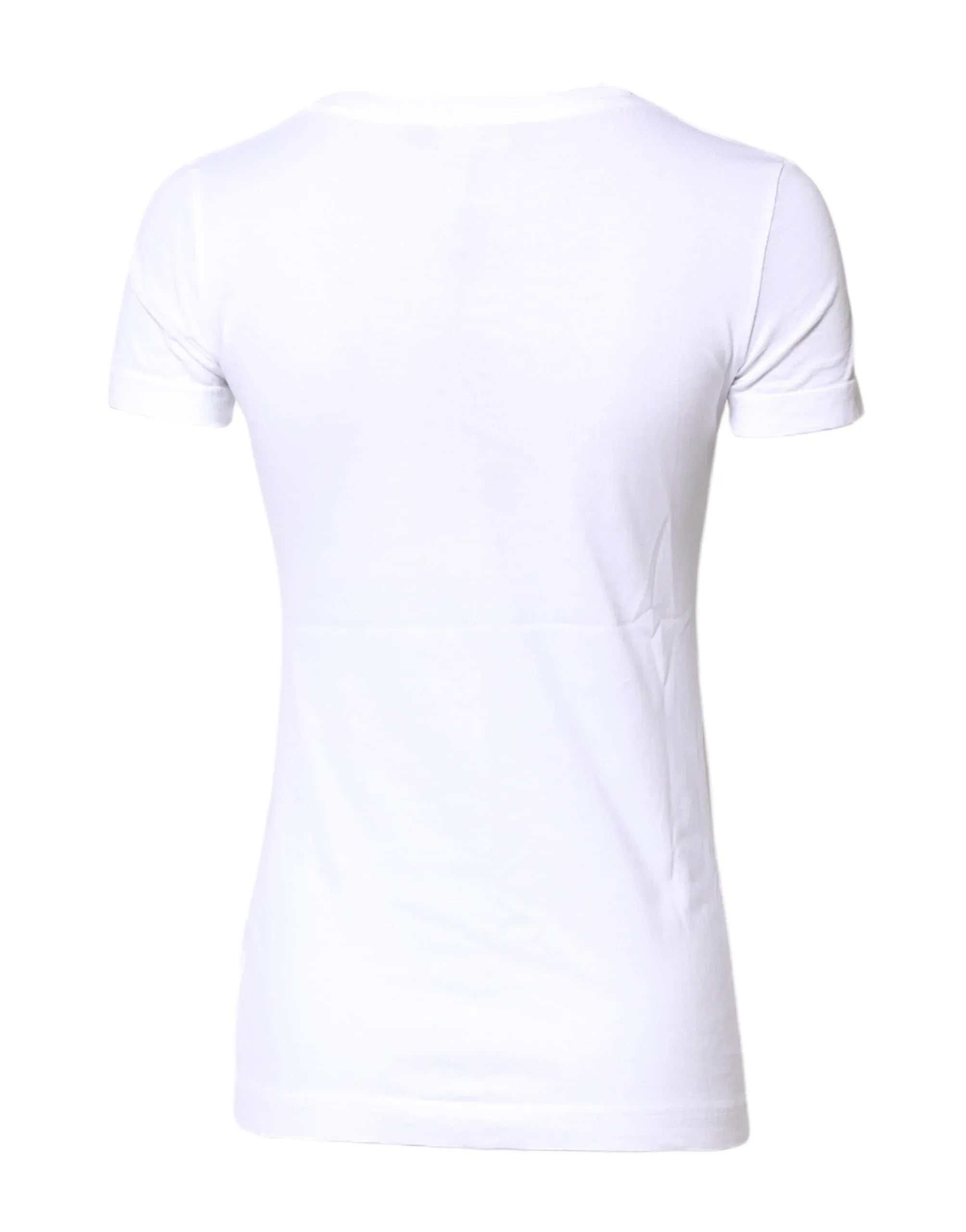 Dolce & Gabbana White Cotton Crew Neck Short Sleeves T-shirt - Zeiniez