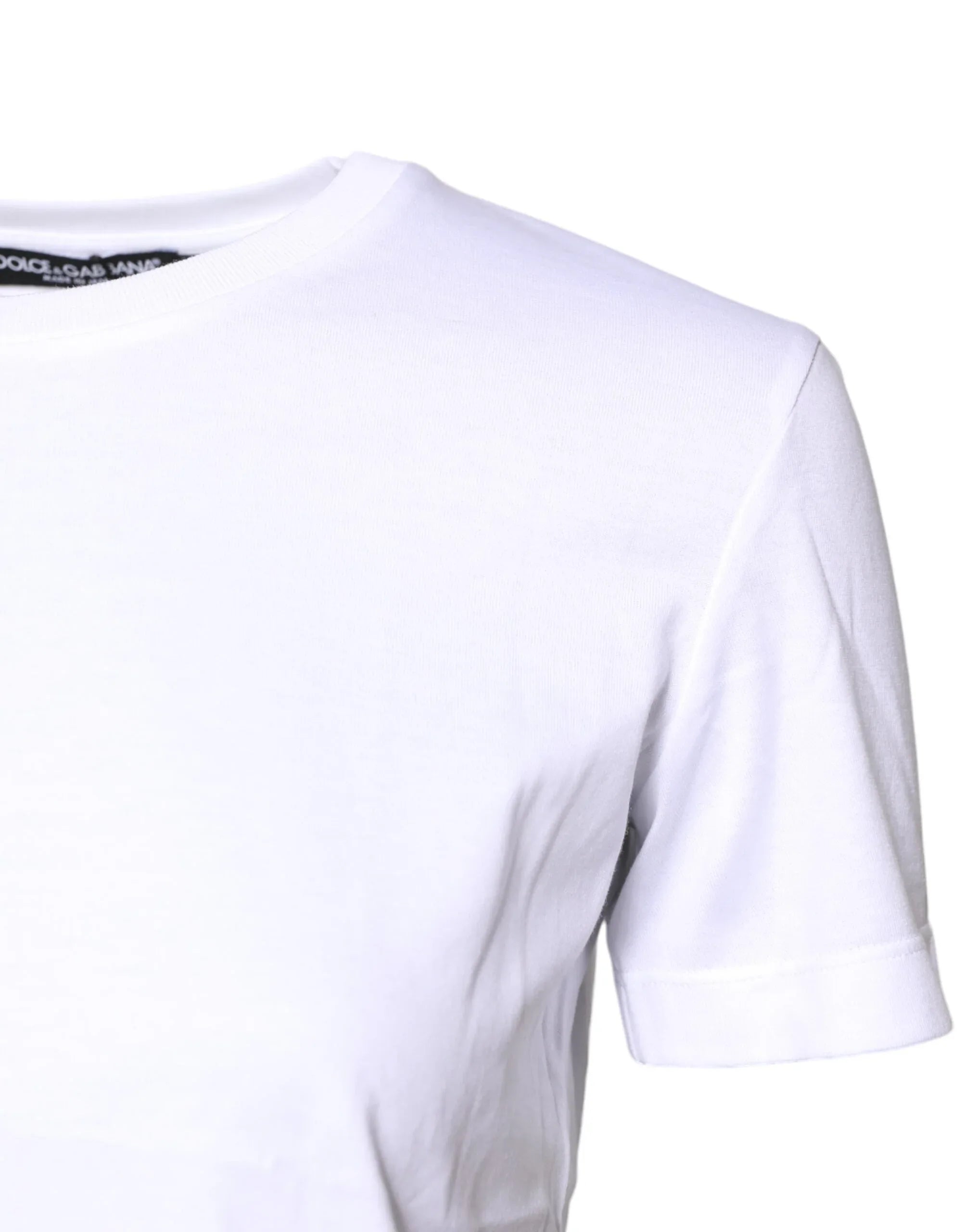 Dolce & Gabbana White Cotton Crew Neck Short Sleeves T-shirt - Zeiniez