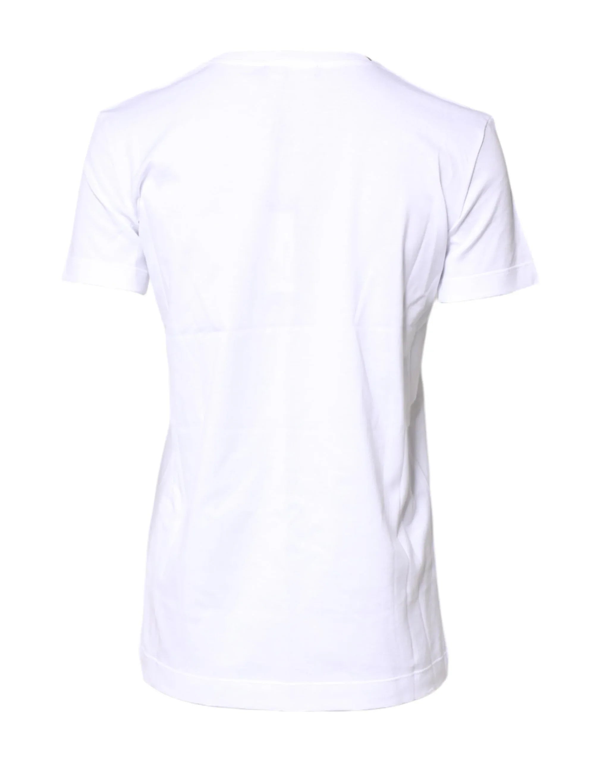 Dolce & Gabbana White Cotton Crew Neck Short Sleeves T-shirt - Zeiniez