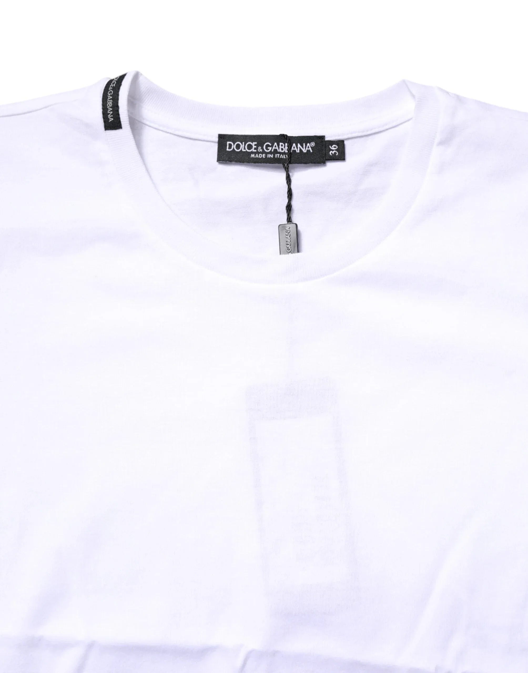 Dolce & Gabbana White Cotton Crew Neck Short Sleeves T-shirt - Zeiniez