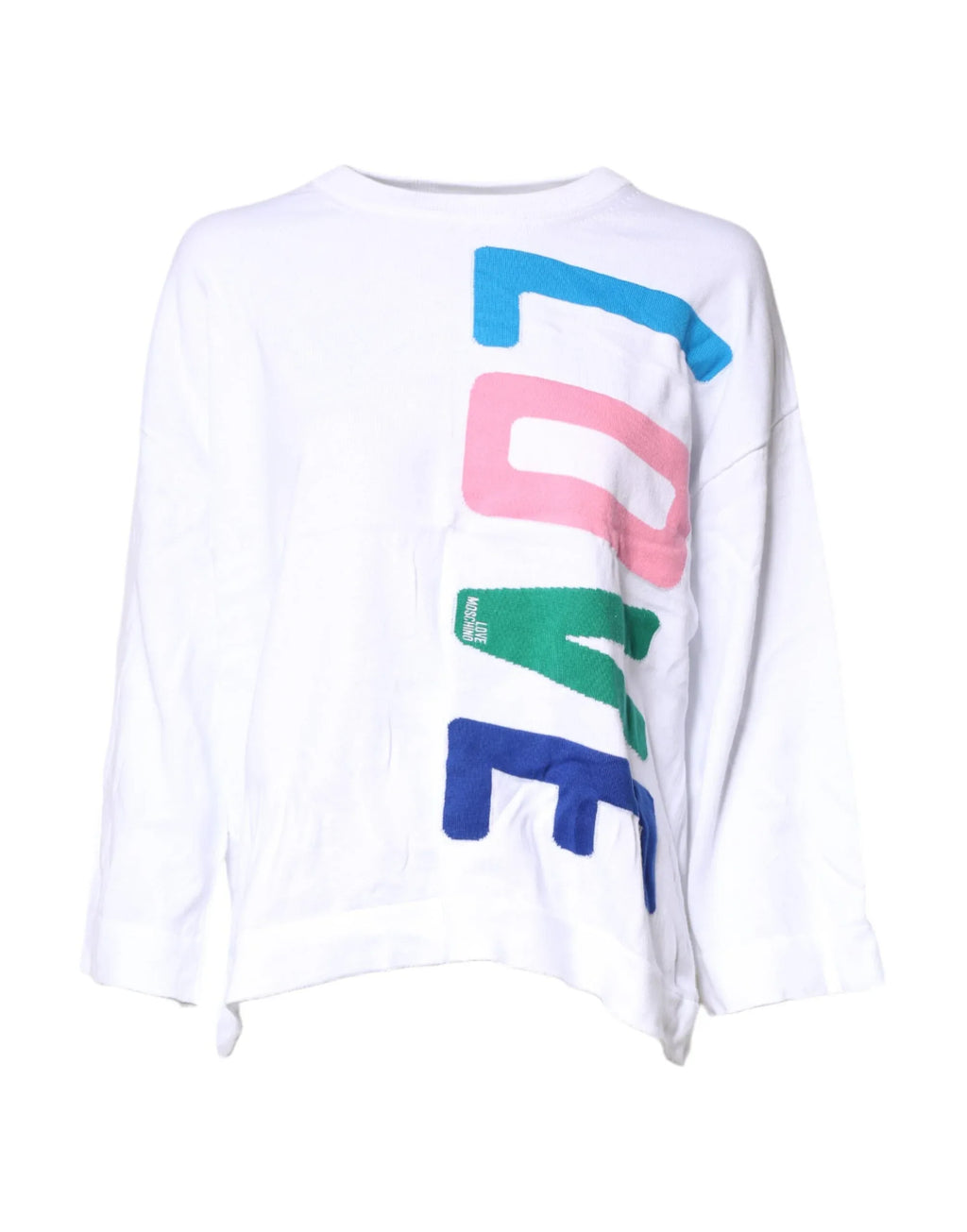 Love Moschino White Graphic Print Cotton Long Sleeves T-shirt - Zeiniez