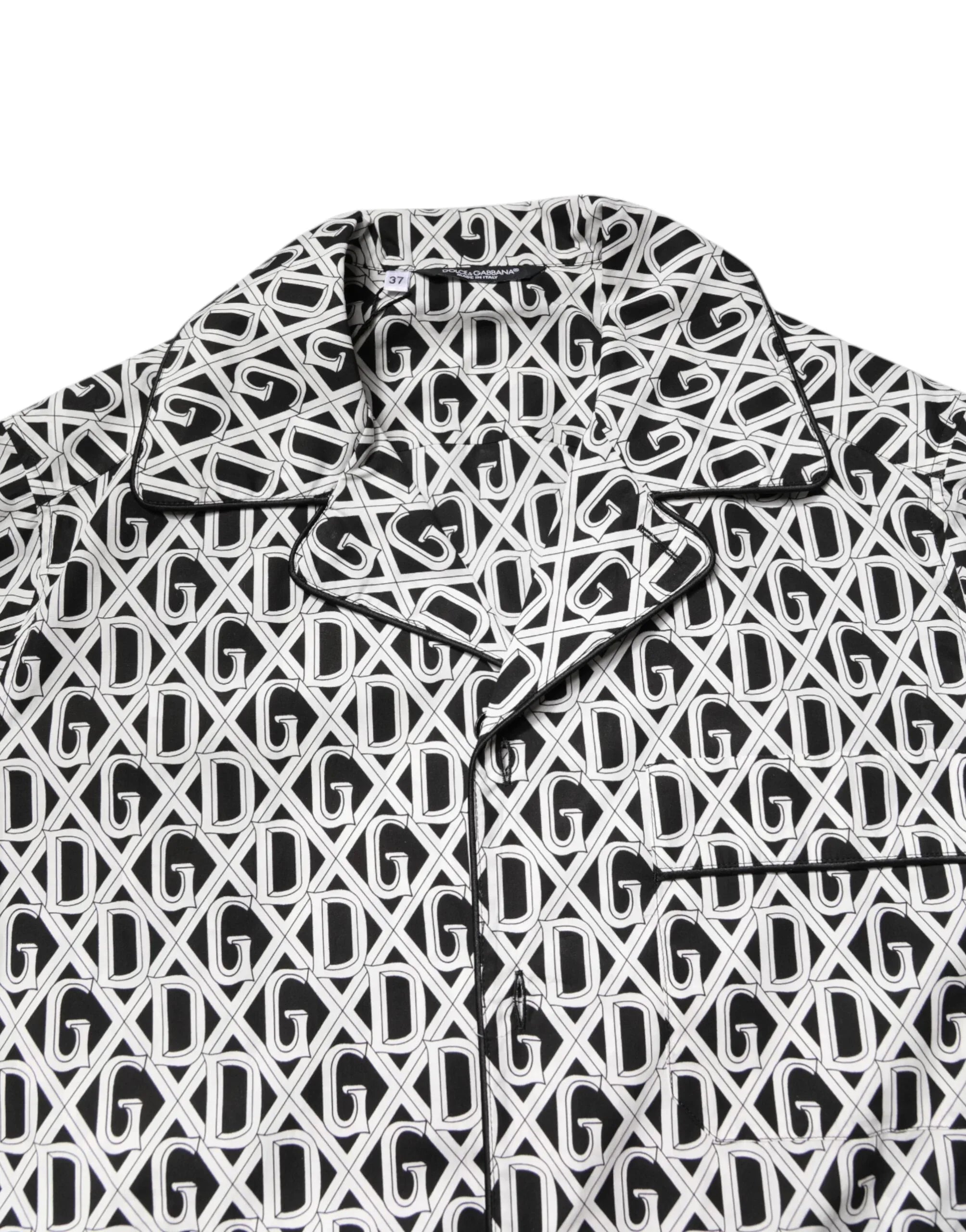 Dolce & Gabbana Black White DG Print Cotton Pajama Set Sleepwear - Zeiniez