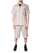 Dolce & Gabbana Beige Floral Print Cotton Men Pajama Set Sleepwear - Zeiniez