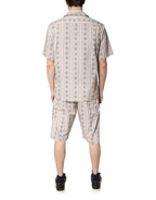 Dolce & Gabbana Beige Floral Print Cotton Men Pajama Set Sleepwear - Zeiniez