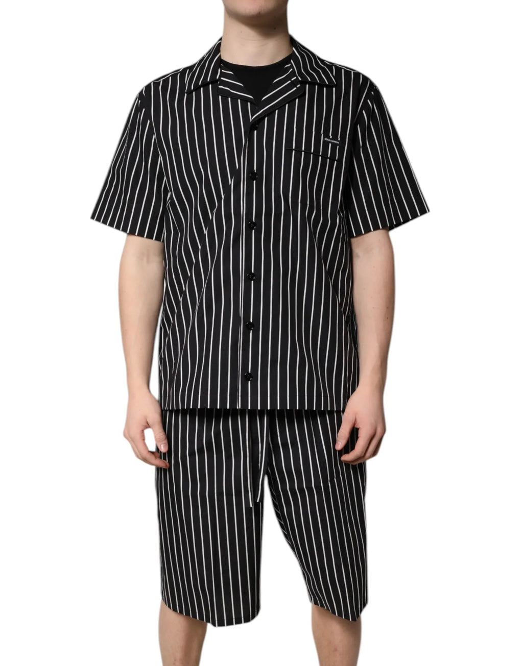 Dolce & Gabbana Black White Stripes Cotton Men Pajama Set Sleepwear - Zeiniez