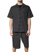 Dolce & Gabbana Black White Stripes Cotton Men Pajama Set Sleepwear - Zeiniez