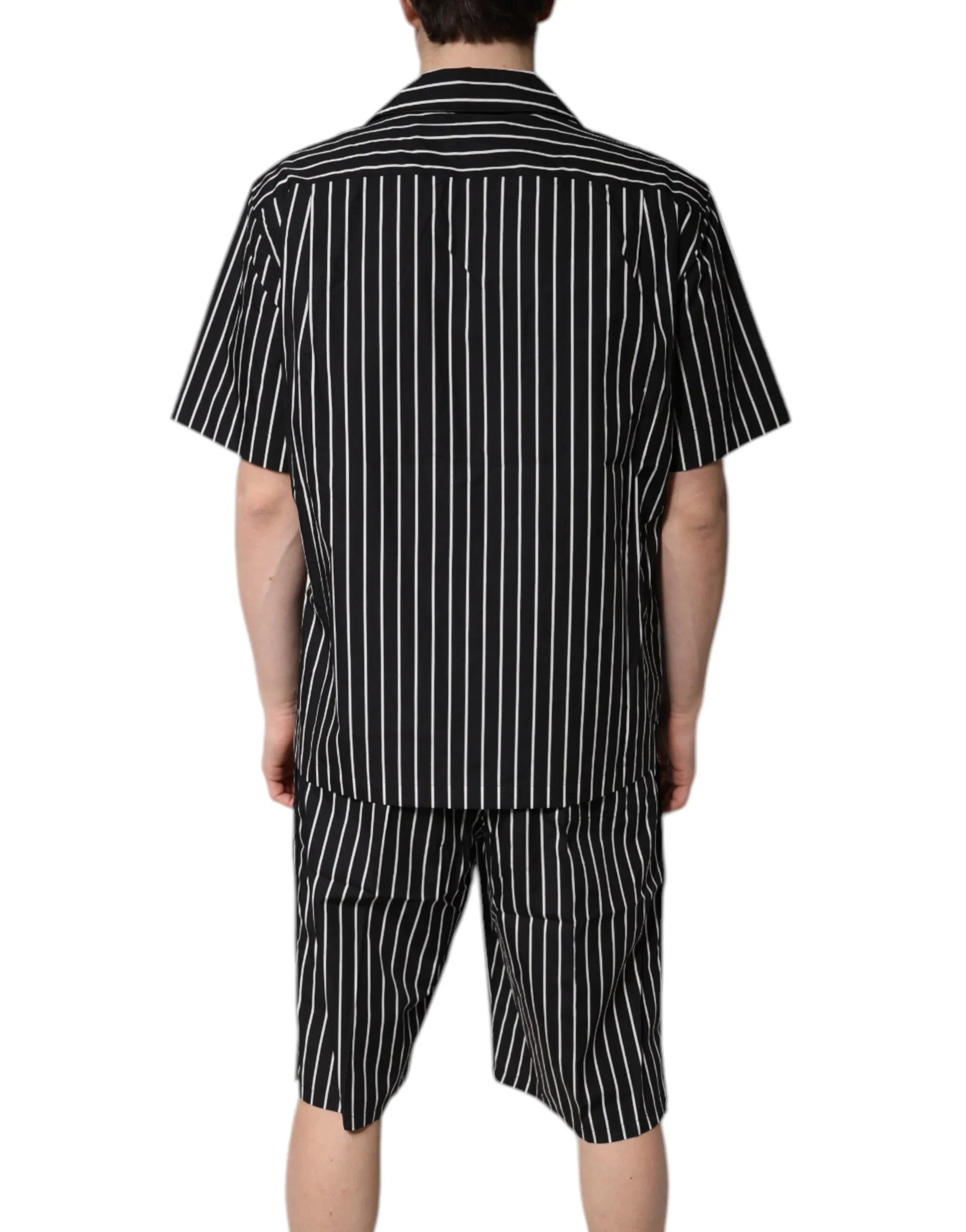 Dolce & Gabbana Black White Stripes Cotton Men Pajama Set Sleepwear - Zeiniez