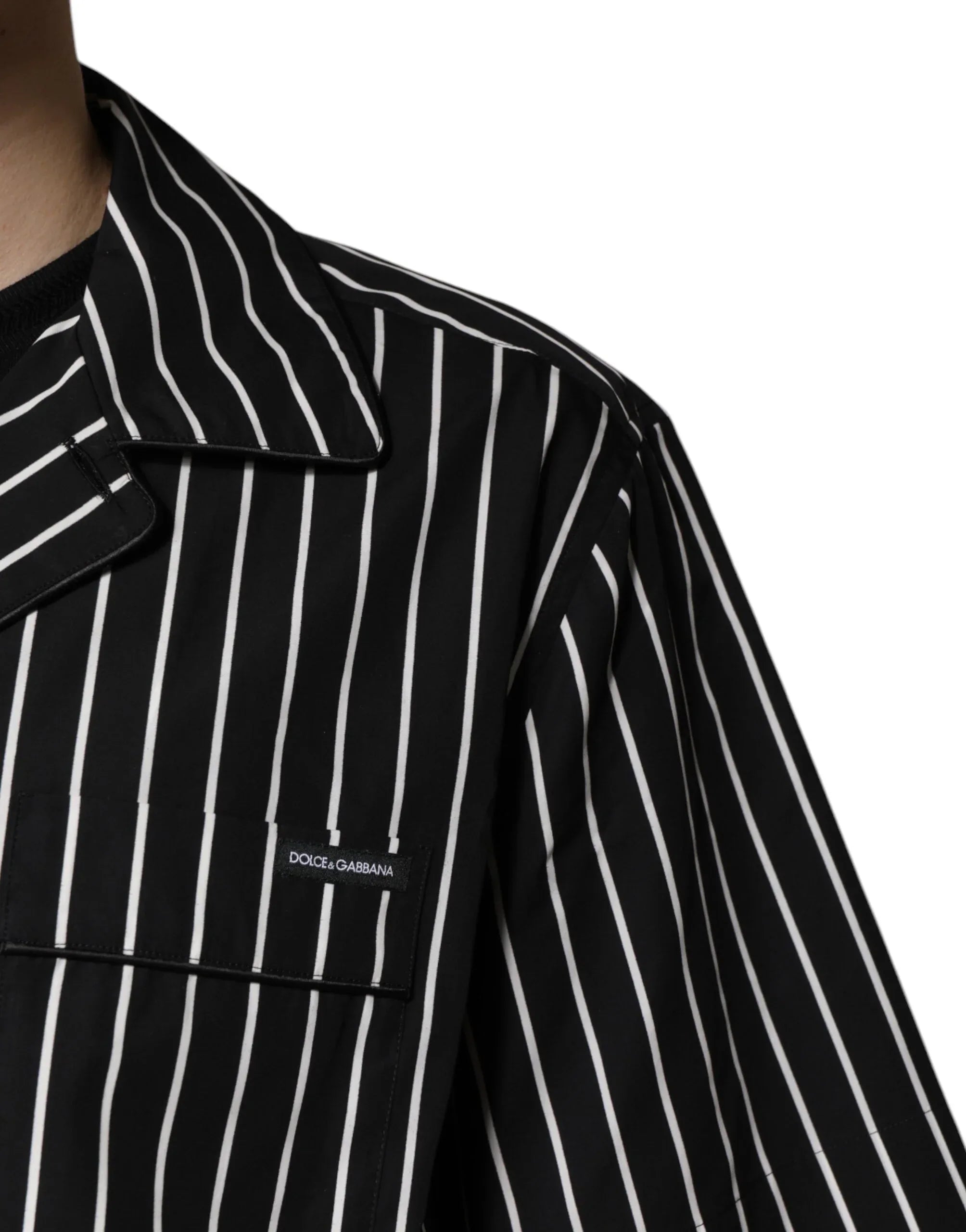 Dolce & Gabbana Black White Stripes Cotton Men Pajama Set Sleepwear - Zeiniez