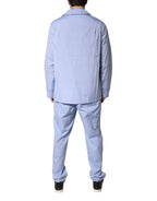 Dolce & Gabbana Light Blue DG Logo Cotton Men Pajama Set Sleepwear - Zeiniez