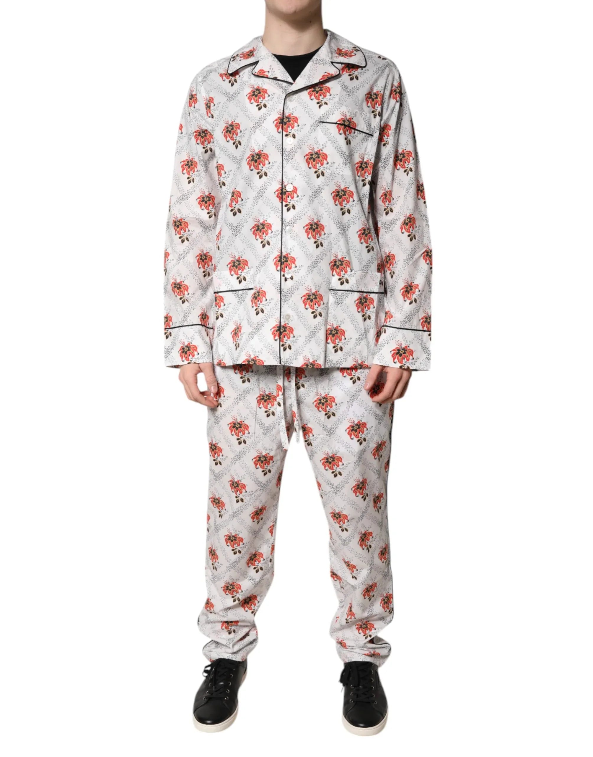 Dolce & Gabbana Multicolor Floral Print Cotton Pajama Set Sleepwear - Zeiniez