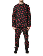Dolce & Gabbana Black Floral Print Cotton Men Pajama Set Sleepwear - Zeiniez