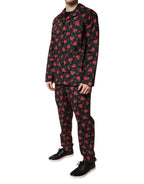 Dolce & Gabbana Black Floral Print Cotton Men Pajama Set Sleepwear - Zeiniez