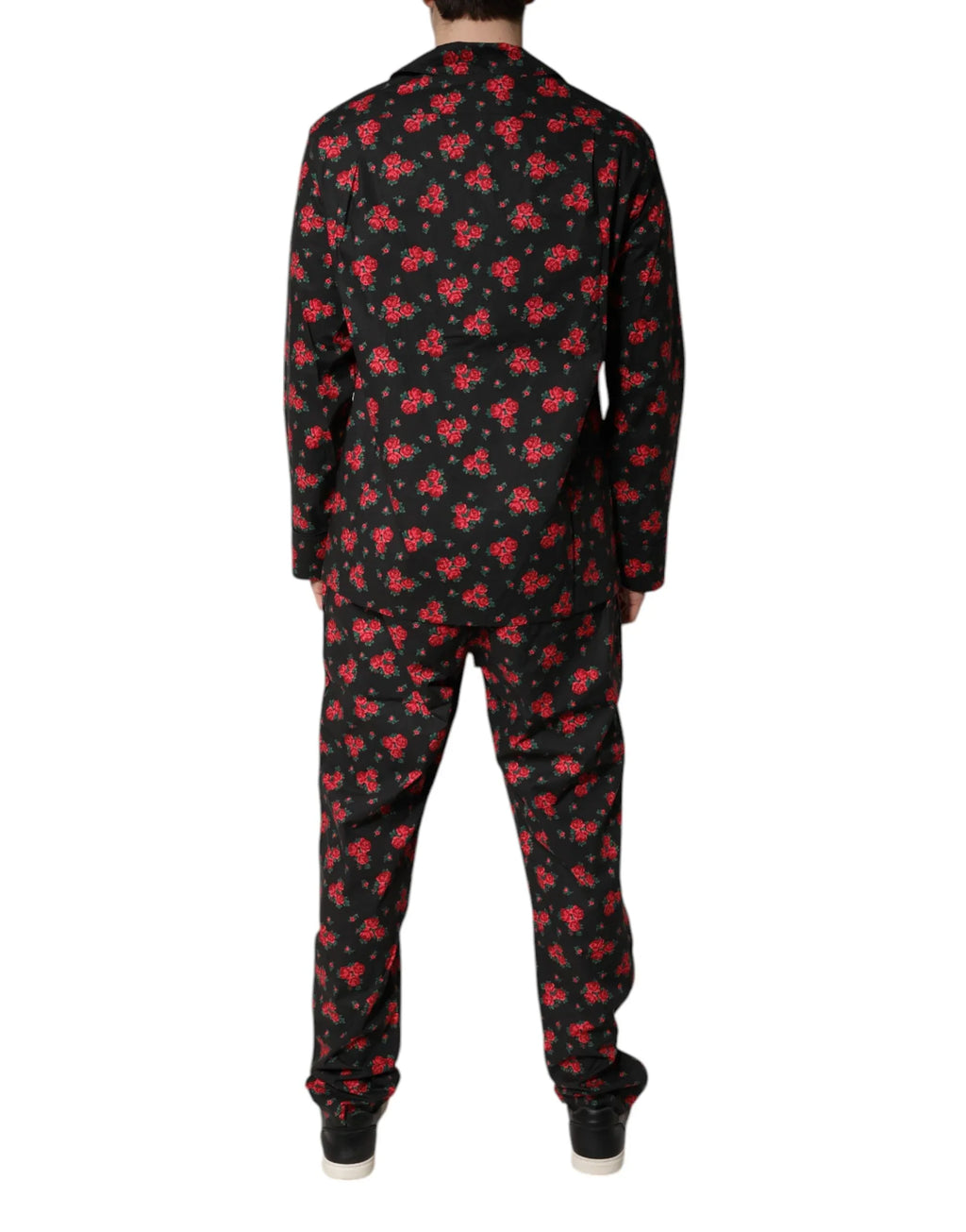 Dolce & Gabbana Black Floral Print Cotton Men Pajama Set Sleepwear - Zeiniez