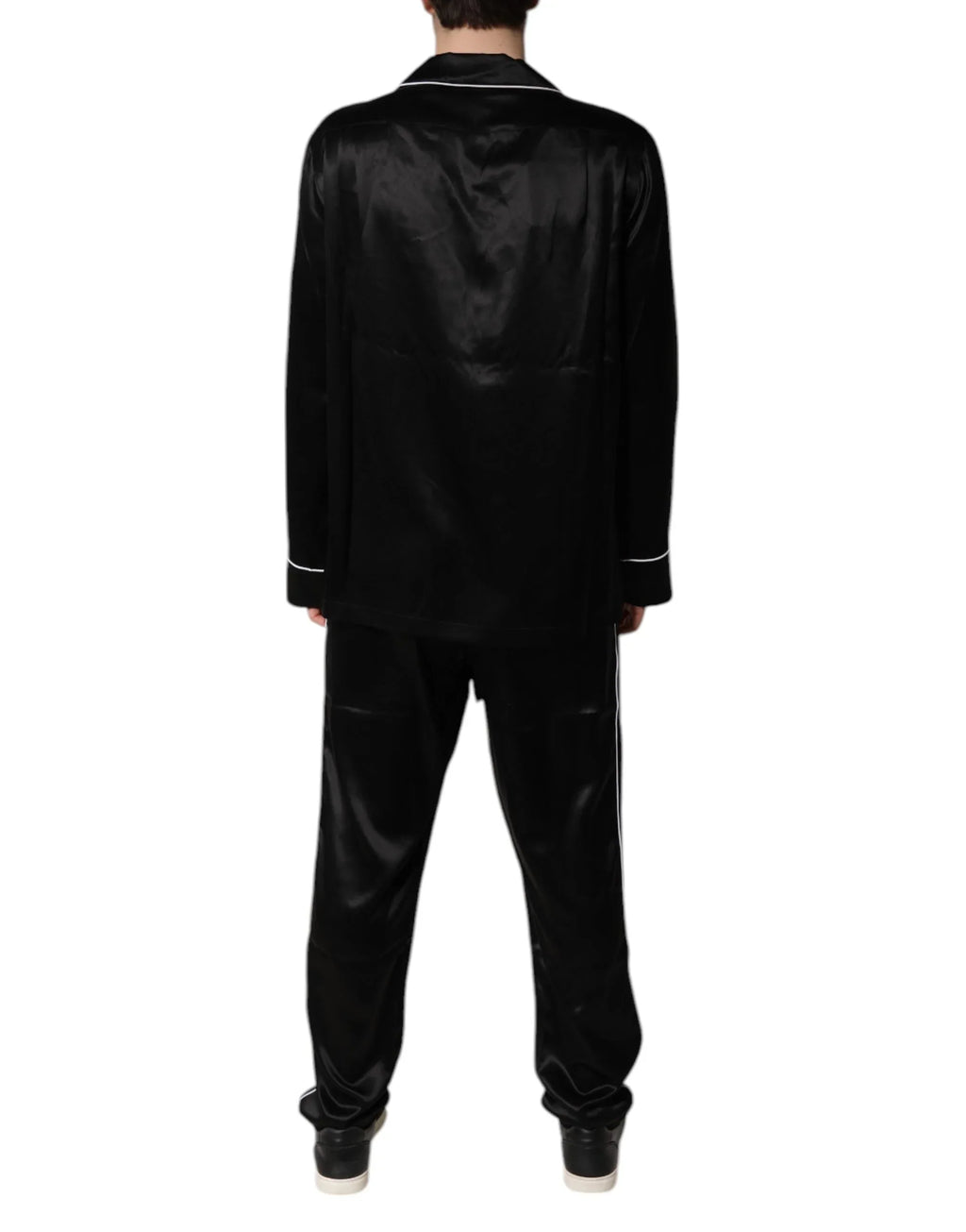 Dolce & Gabbana Black Silk Shirt Pants Pajama Set Sleepwear - Zeiniez