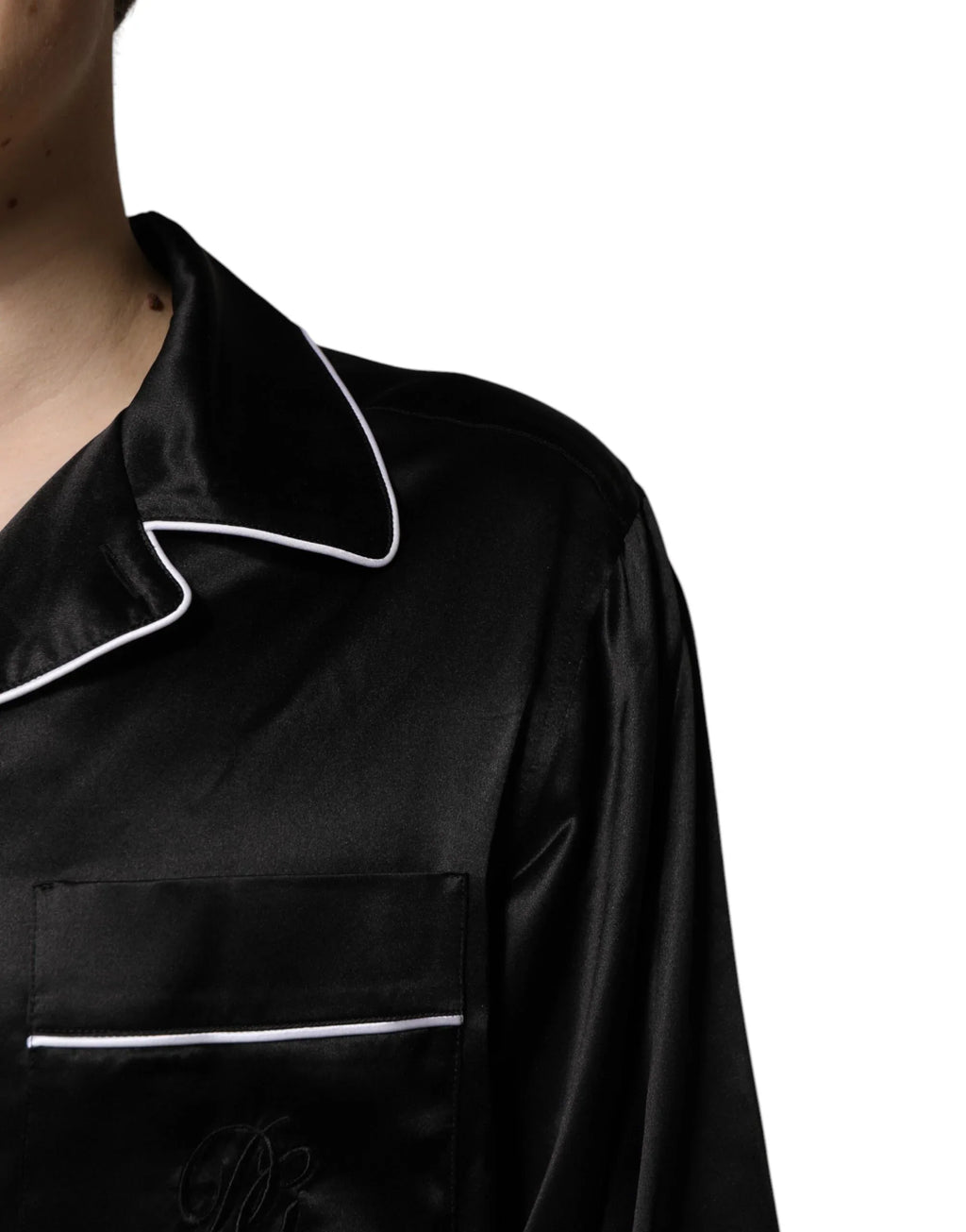 Dolce & Gabbana Black Silk Shirt Pants Pajama Set Sleepwear - Zeiniez