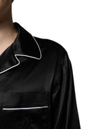 Dolce & Gabbana Black Silk Shirt Pants Pajama Set Sleepwear - Zeiniez