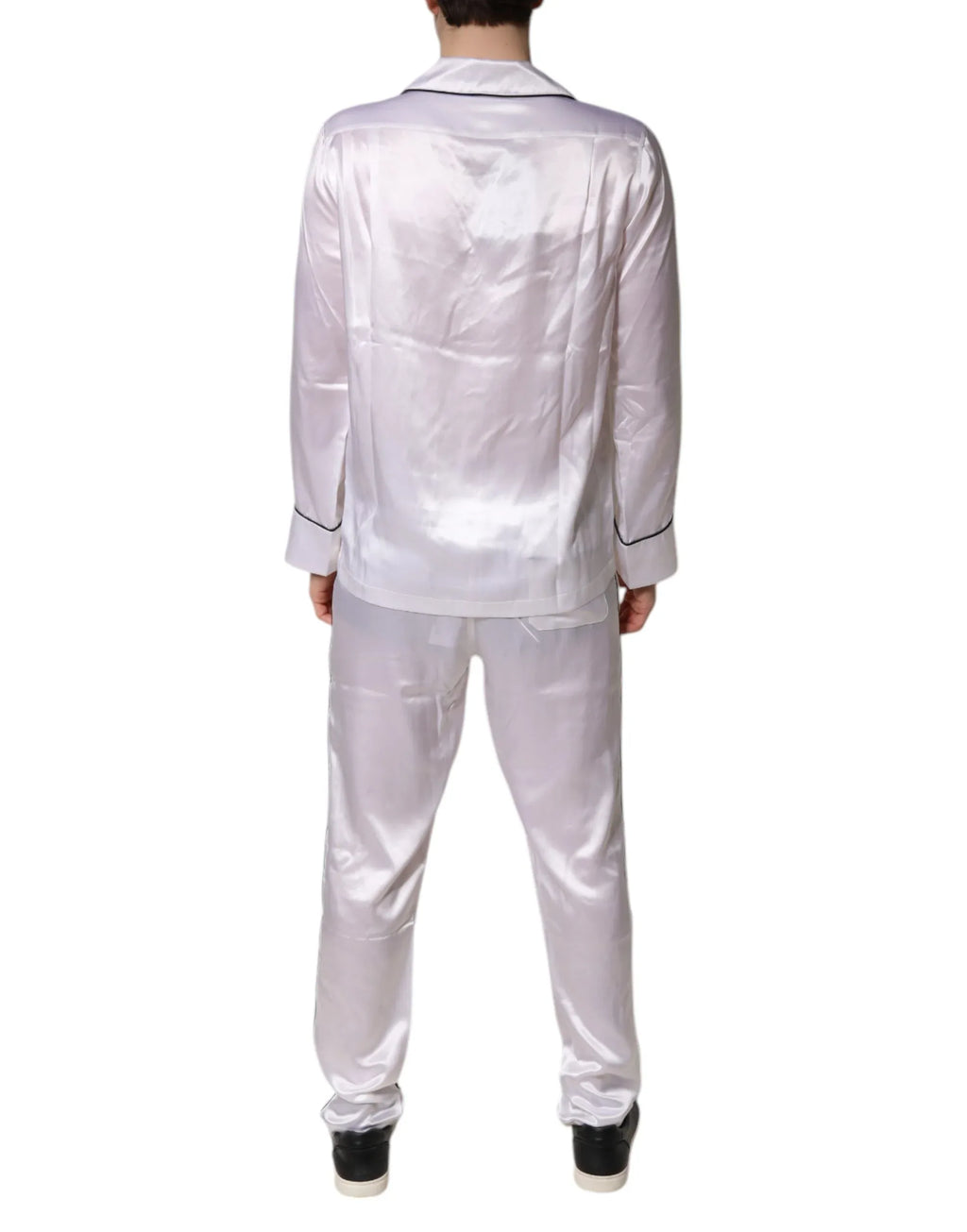 Dolce & Gabbana White Satin Silk Men Pajama Set Sleepwear - Zeiniez