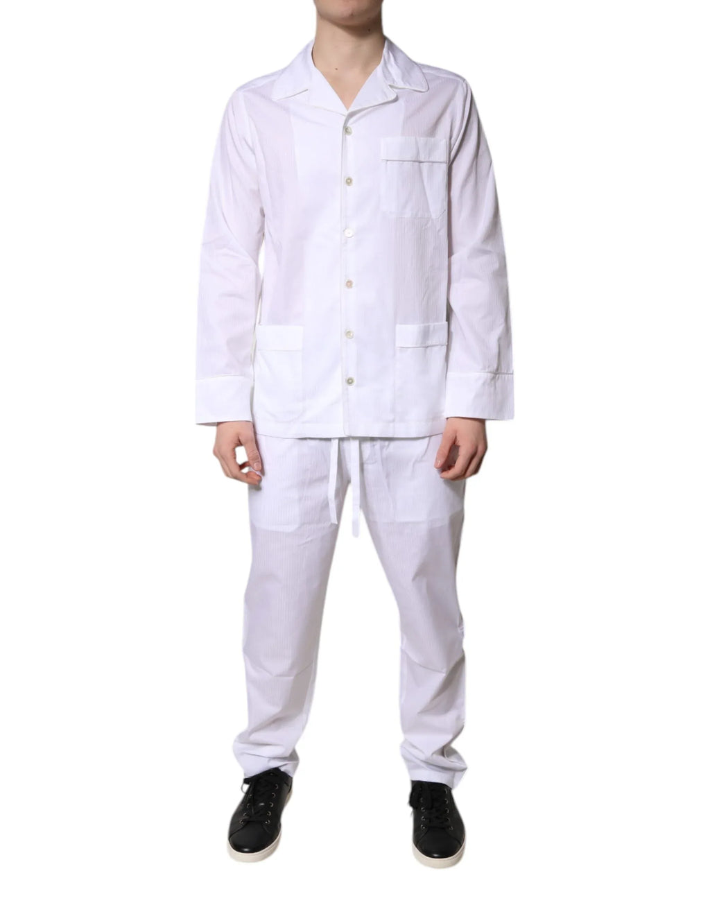 Dolce & Gabbana White Cotton Shirt Pants Pajama Set Sleepwear - Zeiniez