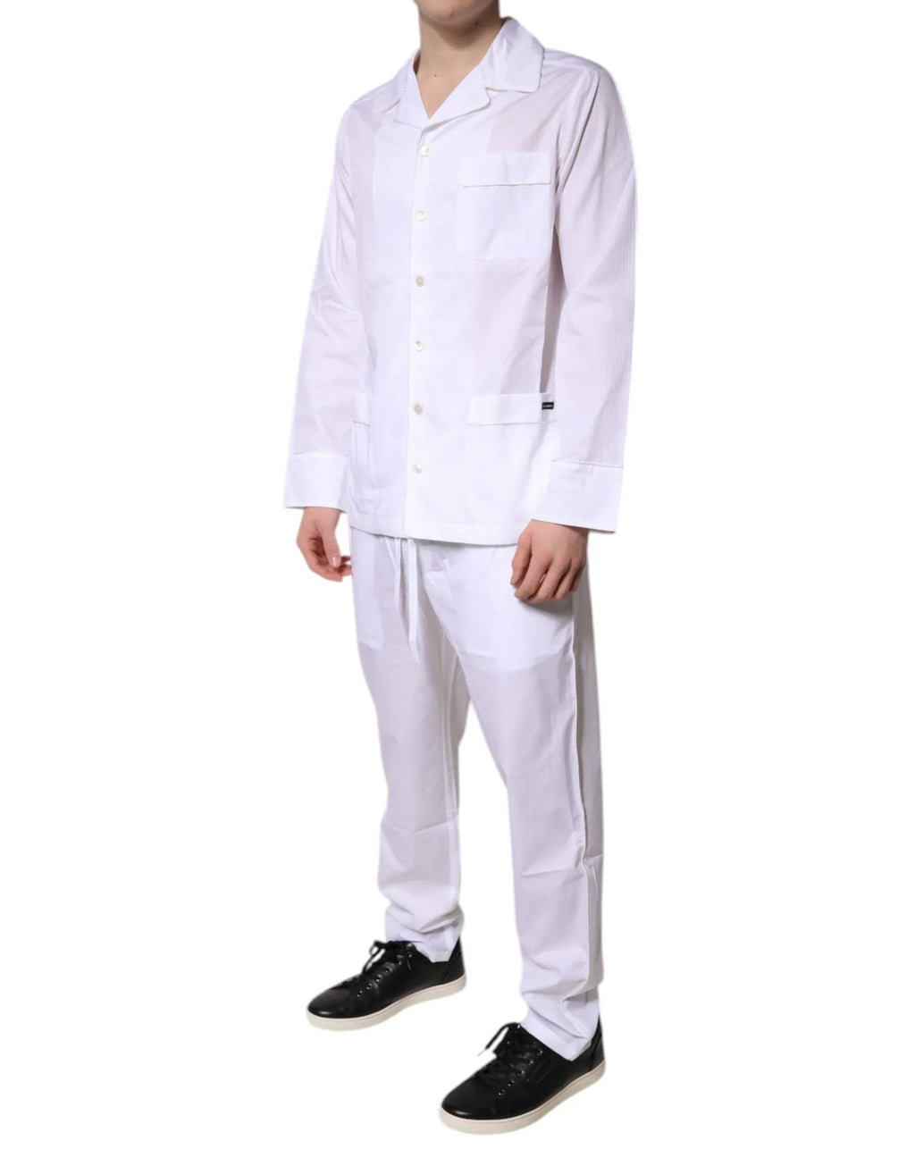 Dolce & Gabbana White Cotton Shirt Pants Pajama Set Sleepwear - Zeiniez