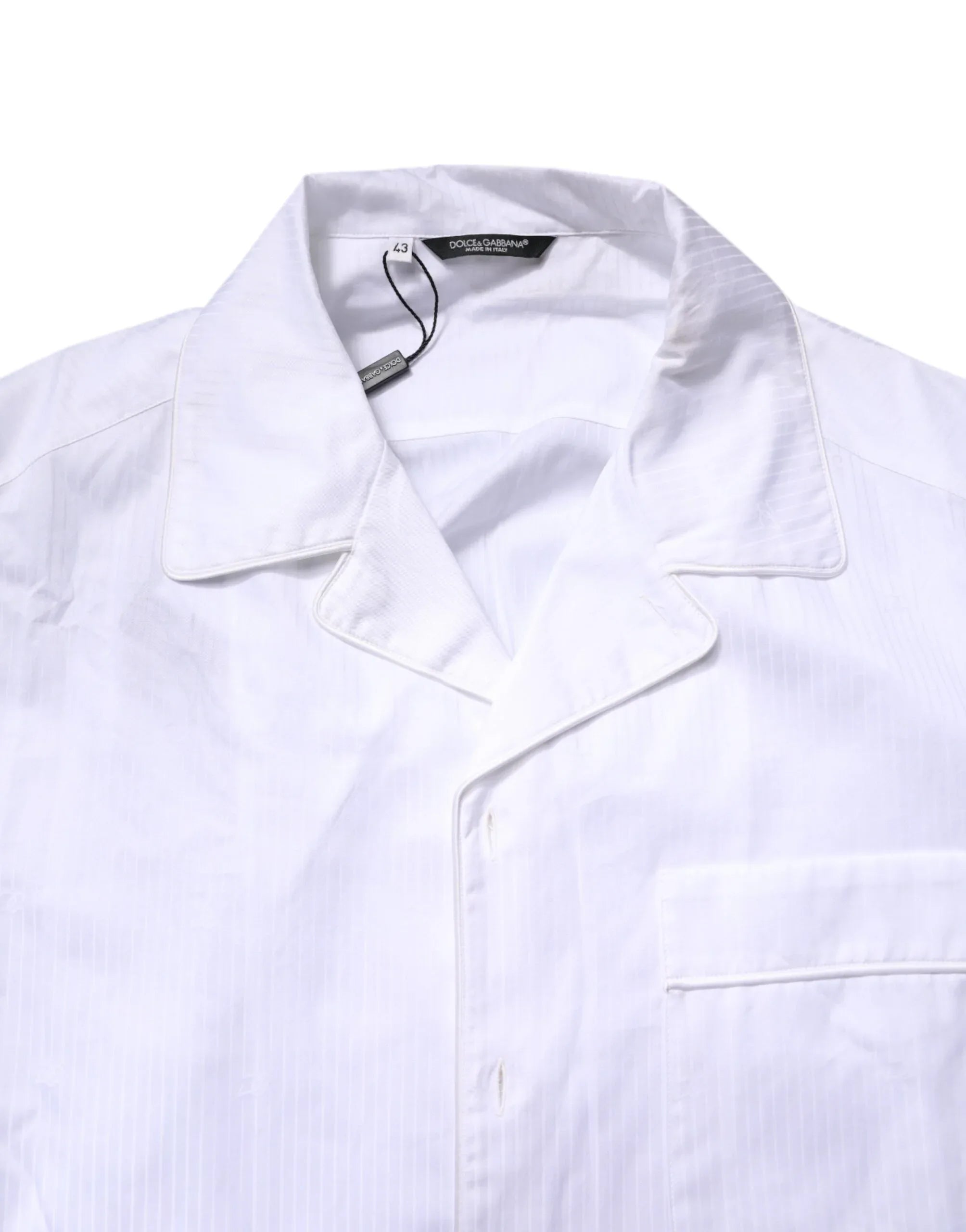 Dolce & Gabbana White Cotton Shirt Pants Pajama Set Sleepwear - Zeiniez