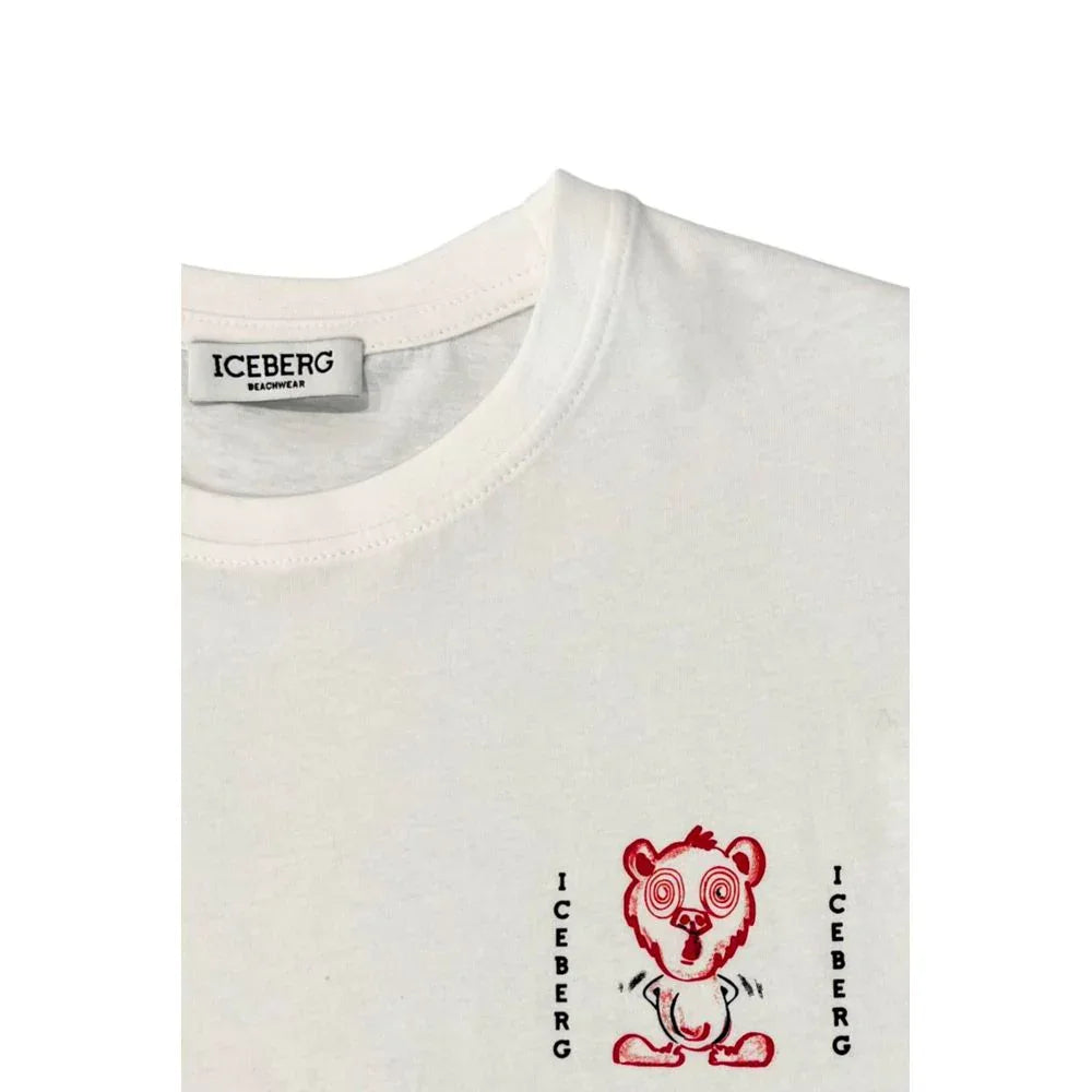 Iceberg White Cotton Men T-Shirt - Zeiniez