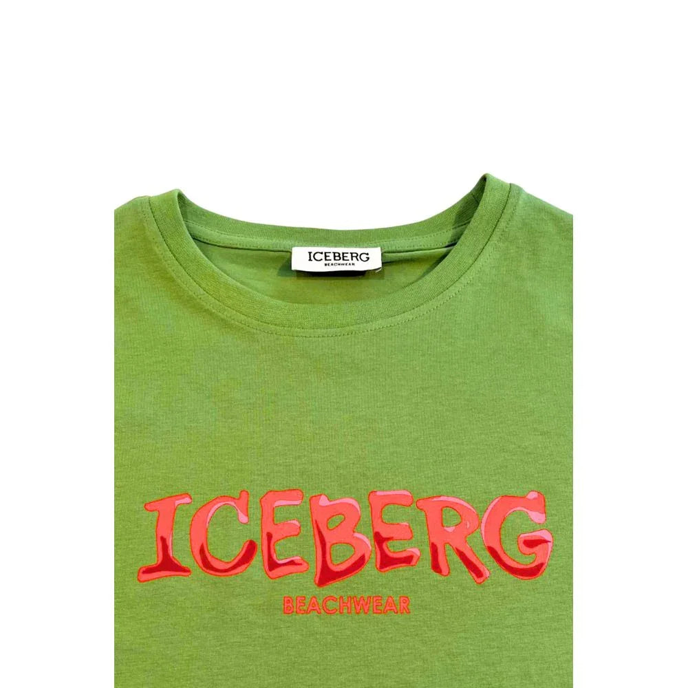 Iceberg Green Cotton Men T-Shirt - Zeiniez
