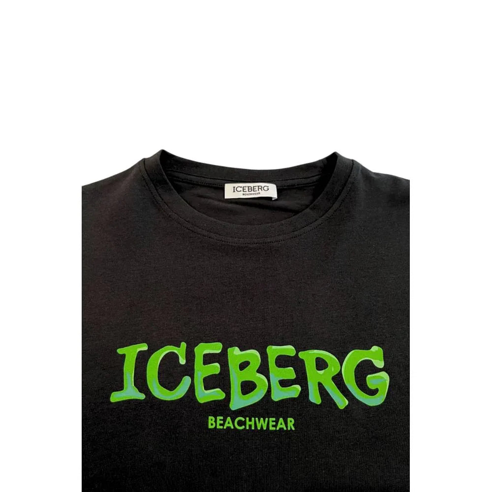 Iceberg Black Cotton Men T-Shirt - Zeiniez