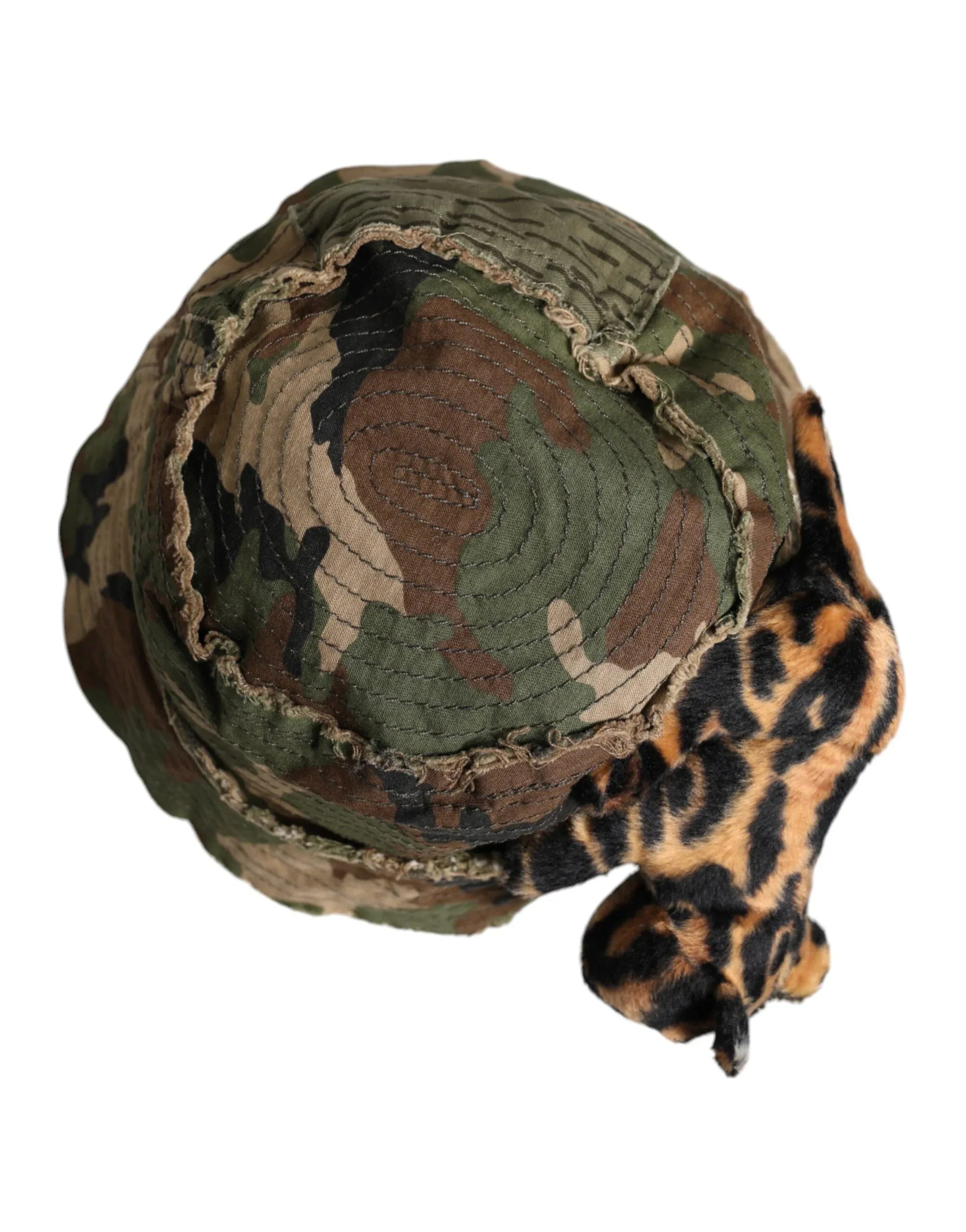 Dolce & Gabbana Multicolor Leopard Embellish Wide Brim Bucket Hat - Zeiniez