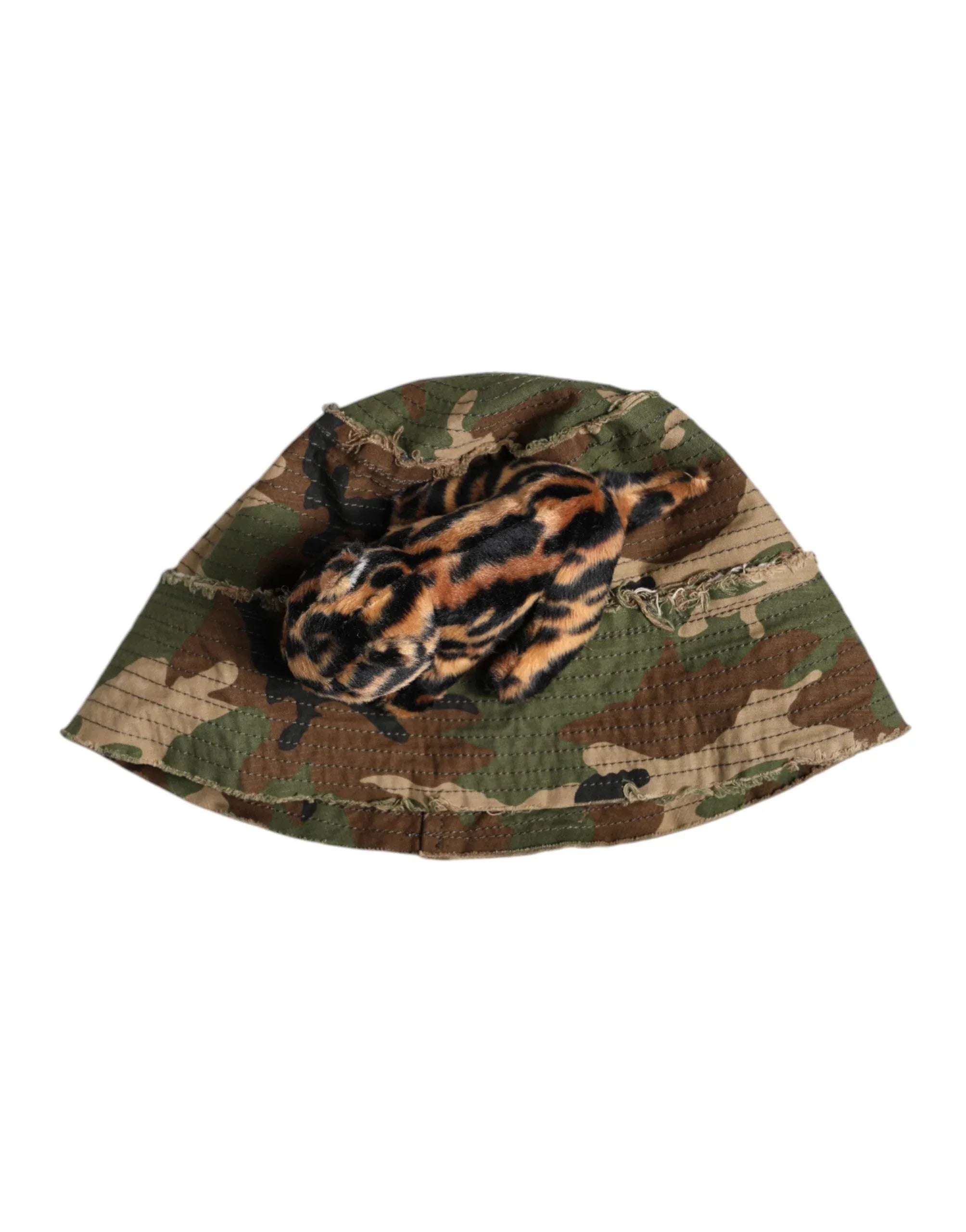 Dolce & Gabbana Multicolor Leopard Embellish Wide Brim Bucket Hat - Zeiniez