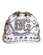 Dolce & Gabbana White Multicolor Crystal Embellish Baseball Cap - Zeiniez