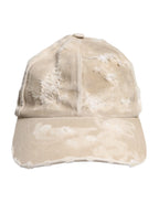 Dolce & Gabbana Beige Tattered Cotton 6 Panels Baseball Cap - Zeiniez