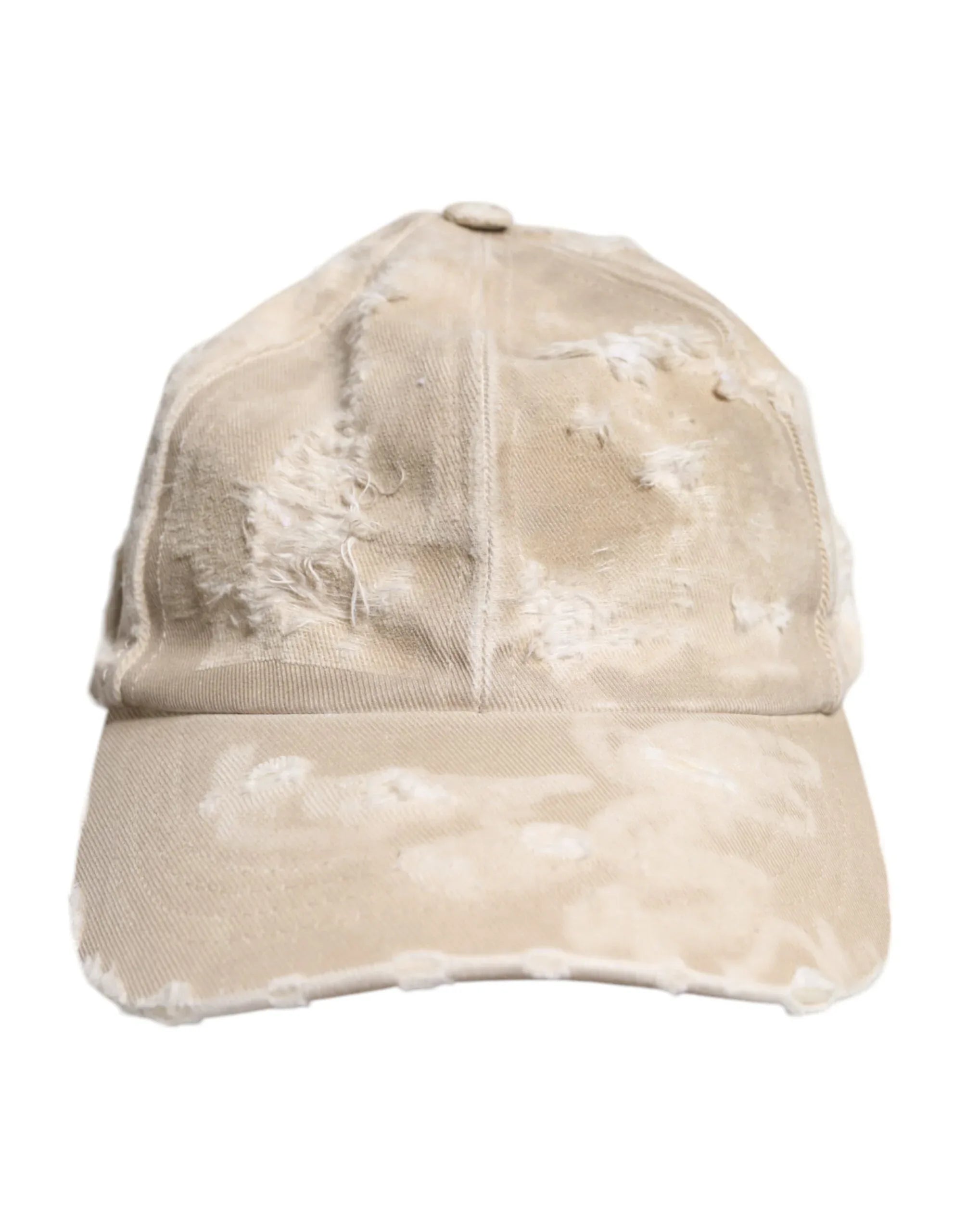 Dolce & Gabbana Beige Tattered Cotton 6 Panels Baseball Cap - Zeiniez