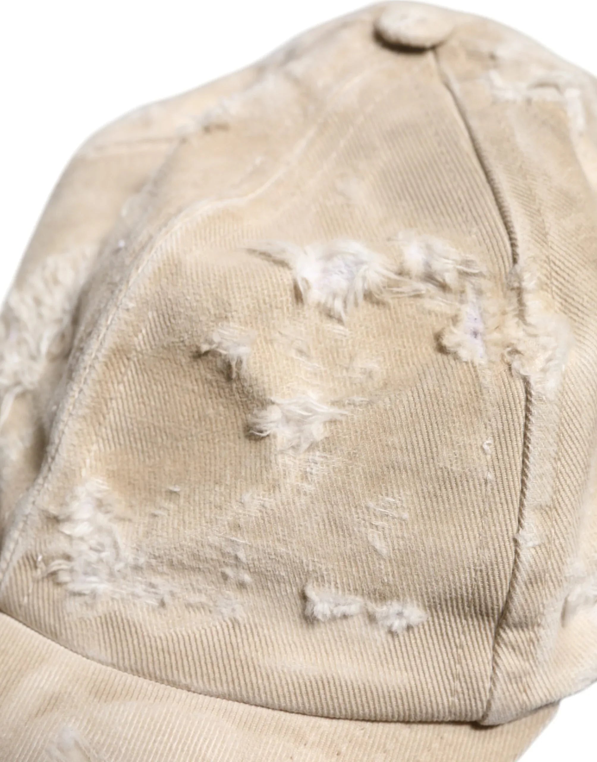 Dolce & Gabbana Beige Tattered Cotton 6 Panels Baseball Cap - Zeiniez