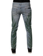 Dolce & Gabbana Light Blue Leaf Cotton Classic Men Denim Jeans - Zeiniez