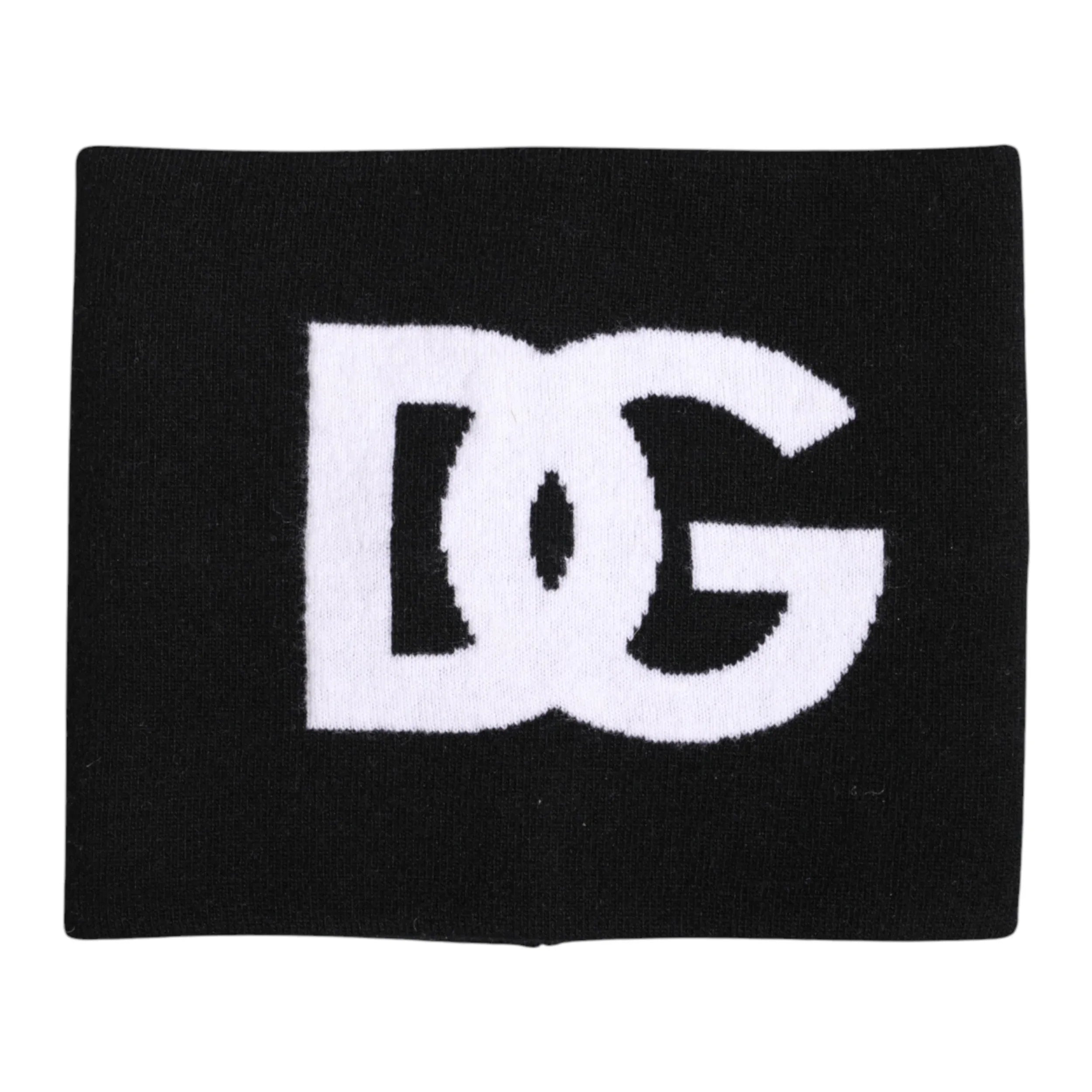 Dolce & Gabbana Black White Logo Print Knitted Neck Warmer Scarf - Zeiniez
