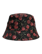 Dolce & Gabbana Black Cotton Printed Wide Brim Bucket Hat - Zeiniez
