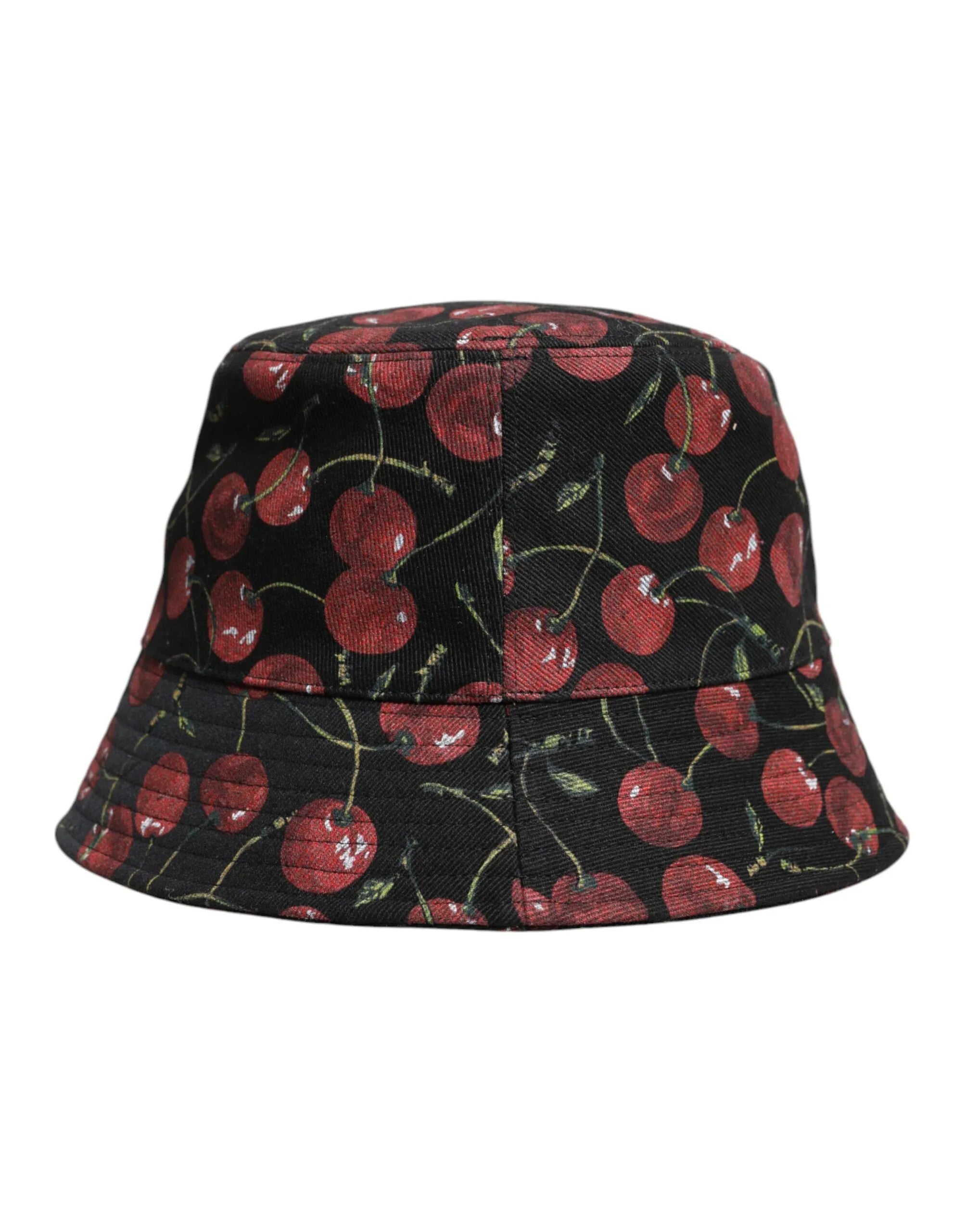 Dolce & Gabbana Black Cotton Printed Wide Brim Bucket Hat - Zeiniez